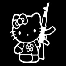 Hello Kitty AK47-essel matrica, fehér
