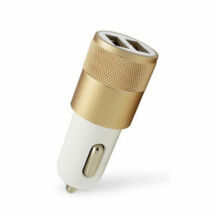 Szivargyújtós mobil töltő 2 USB csatlakozóval arany