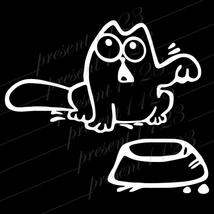 Simon's cat éhes autó matrica, fehér