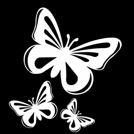 Pillangó matrica, 3db, fehér