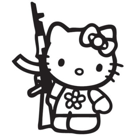 Hello Kitty AK47-essel matrica, fekete