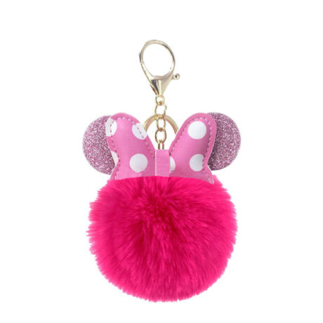 Minnie egér alakú pompom kulcstartó pink